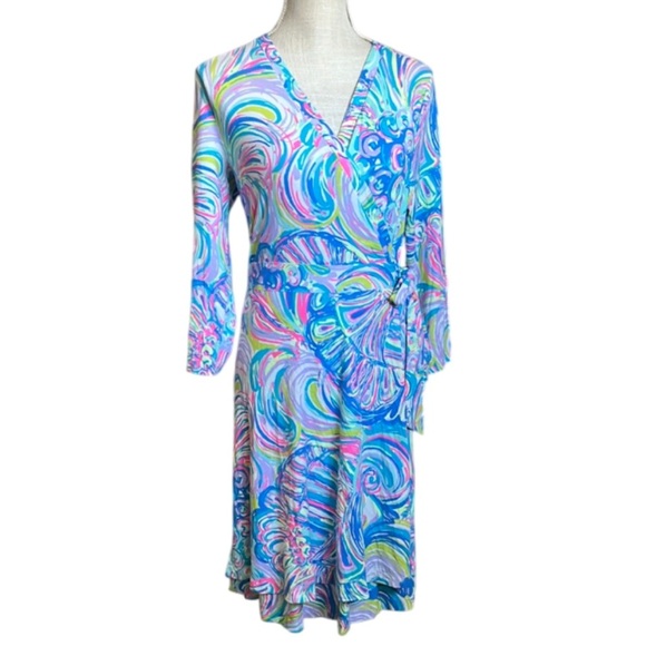 Lilly Pulitzer Emilia wrap dress in Multi Guilty Pleasure - Size L - Picture 3 of 10